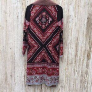 [New] Max Sport LA (XS=4) Knit Duster Style Long Cardigan Sweater Black/Red/Gray